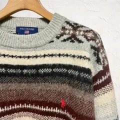 POLO GROUND クルーネック セーター ニットウール 刺繍ロゴ