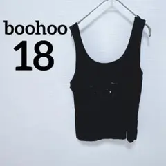 boohoo ブラック タンクトップ サイズ18 深あき 黒 シンプル 訳あり