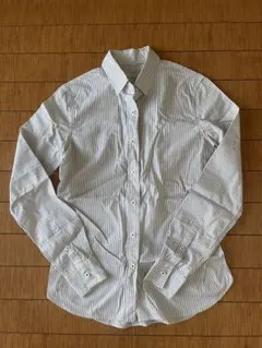 スーツカンパニー　ストライプシャツ　ホワイト　ブルー