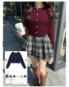 バーガンディ カーディガン