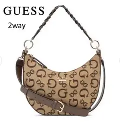 【極美品・未使用品】GUESS 2way 三日月形ショルダーバッグ ブラウン