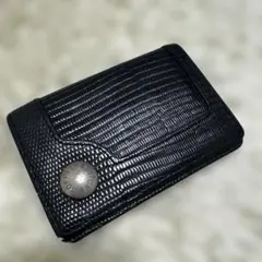 TOFF&LOADSTONEリザード型押し名刺入れ レザーブラックスナップボタンのサムネイル