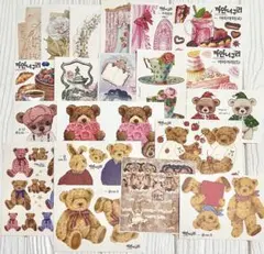 【20枚】海外ステッカー　まとめ売り　おすそ分け　装飾　くま　コラージュ　シール