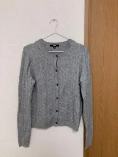 UNIQLO グレー ケーブルニットカーディガン L