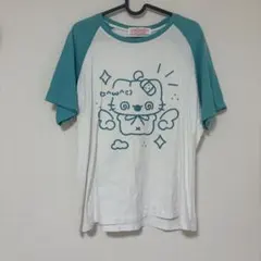 キャラクター プリント Tシャツ 半袖 ホワイト/ターコイズ