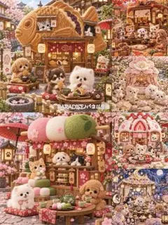 PARADISEパネル生地　 犬柄　P674