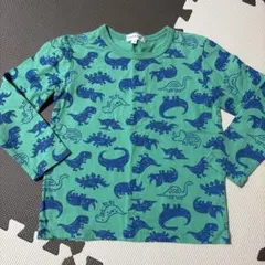3can4on 長袖Tシャツ 恐竜柄 グリーン 110