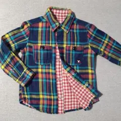 ミキハウスダブルビーリバーシブルネルシャツ100cm