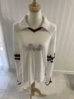 Armani Jeans 長袖Tシャツ XL ホワイト/バーガンディ