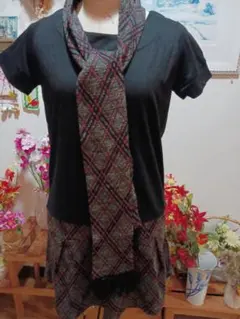 新品⭐ミッシェルクラン 半袖チュニック⭐ストール付き/38