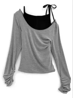 リボンキャミソールワンショルトップスアンサンブル ac2460