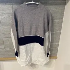 ハイブリッドセーター グレー ホワイト ネイビー 長袖