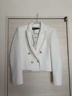 ZARA ホワイト ダブルブレストジャケット M