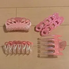 ピンクのヘアクリップ5点セット