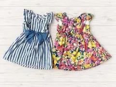 花柄とストライプのノースリーブワンピース2枚セット anyFAM PatPatのサムネイル
