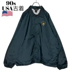 90sヴィンテージUSA古着 AUBURNナイロン コーチジャケット 紺色 XL