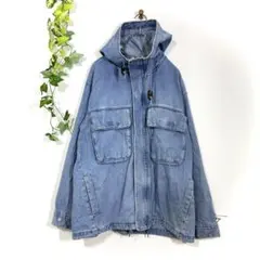 GU デニムマウンテンパーカー L ライトブルー ストリート ジップアップ▼