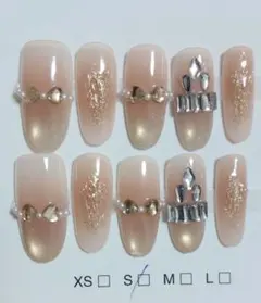 A7グラデーションネイルチップ ストーン装飾Sサイズ10個セット