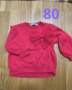 クリスマス　donkey jessy 赤 リボン付き トップス 80