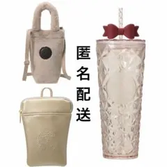 スタバ ホリデー2025コールドカップタンブラーリボン ショルダーバッグ ポーチ