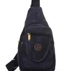 ワンショルダー 斜め掛 ボディバッグ 黒 デニム 帆布 贈有