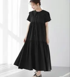 fitmore フロッキードットティアードワンピース ロング - メルカリ