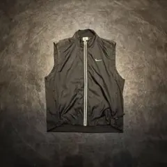 90s NIKE ナイロンベスト M ドローコード 白タグ ブラック 黒 テック