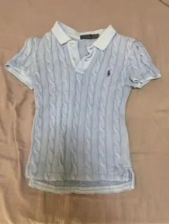 Polo Ralph Lauren ケーブルニット ポロシャツ ブルーXS