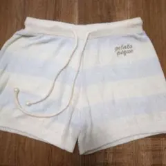 【美品・1回試着】gelato pique フリースショーツ ホワイト/ブルー