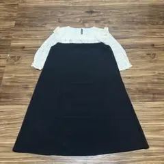 vaniller レース切替ワンピース M 黒×アイボリー Aライン