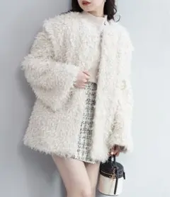 chico ファーコート　白