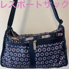 レスポートサック　ショルダーバッグ 　ハートサークル柄ダークブルー