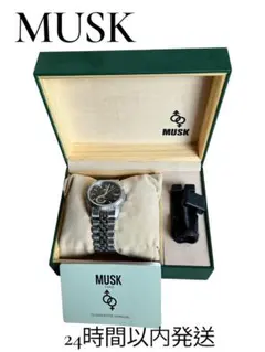 木箱付き♡MUSK ムスク 自動巻き 腕時計 MMT-001 黒文字盤　メンズのサムネイル