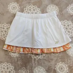 YONEX プリーツスカート L ホワイト/オレンジ