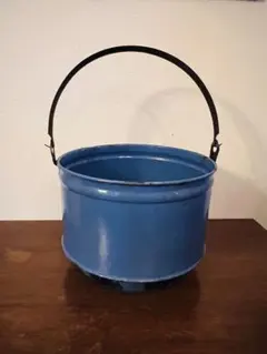 ヴィンテージ　バケツ ブルー　アンティーク　鉢
