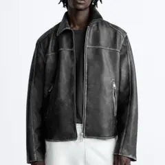 ZARA フェードレザージャケット フェイクレザー
