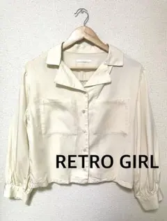 【美品】開襟シャツ/長袖/RETRO GIRL/アイボリー/白/M/