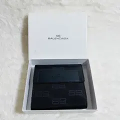 新品未使用　BALENCIAGA バレンシアガ　ライセンス　レザー　折り財布　黒