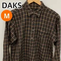DAKS トップス 長袖 シャツ チェック柄 モスグリーン M【CT2347】のサムネイル