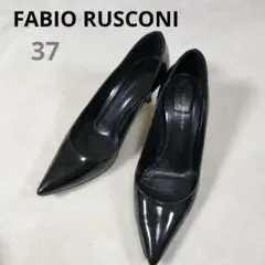 FABIO RUSCONI エナメルパンプス 37 黒 ヒール イタリア製