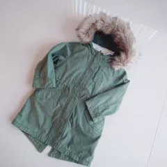 GAP　キッズ　カーキ　 ボア裏地付き　モッズコート　110センチ