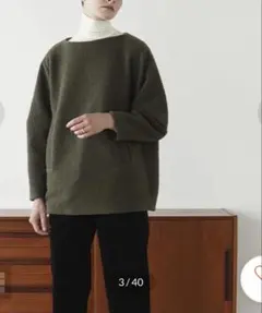 CLANE クラネ　BOAT NECK BOA TOPS ボア　トップス　カーキ