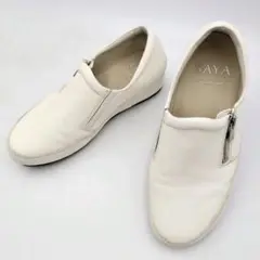 【完売人気色】SAYA 本革ジップアップシューズ オフホワイト定価26400円