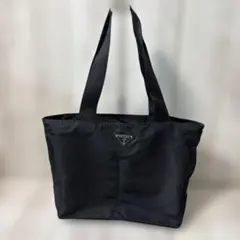 プラダ ナイロン トートバッグ 黒 三角ロゴ ギャラ付き　肩がけOK