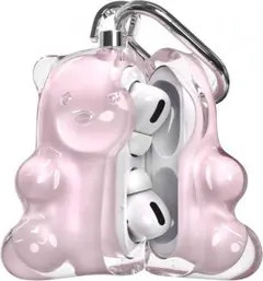 Apple Airpods Pro/Pro2　くま型イヤホンケース　ピンク