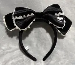 ディズニー　ミニーマウス 黒リボン　カチューシャ