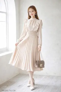 【未使用】tocco closet フリル プリーツワンピ ベージュ 卒業 入学