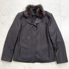 AKRIS フォックスファー付き ウールジャケット シングル 2way 着脱可のサムネイル