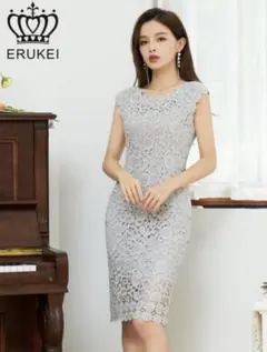ERUKEI グレー レースドレス