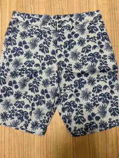 ユニクロ メンズ チノハーフパンツ ボタニカル柄 Lサイズ 麻綿 リネン